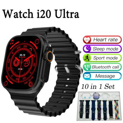 I20 Ultra Smart Watch With Earbuds And 7 Straps.